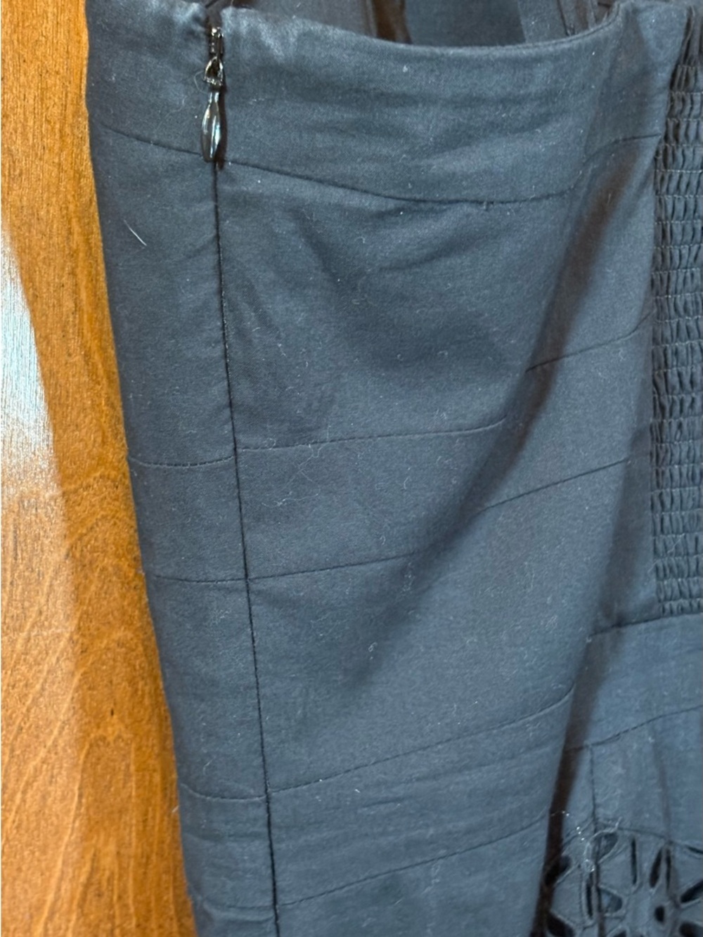 White House Black Market Black Midi Dress with Eyelet Chevron Panels - Picture 4 of 8
